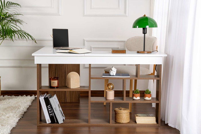 Hanah Home Vesper - Escritorio de Estudio Nogal y Blanco Hanah Home Vesper - Escritorio de Estudio Nogal y Blanco